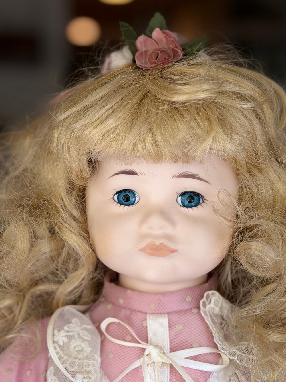 Vtg 1989 Seymour Mann Porcelain Doll Bisque Connoisseur Collection Pink Lace - Picture 7 of 14